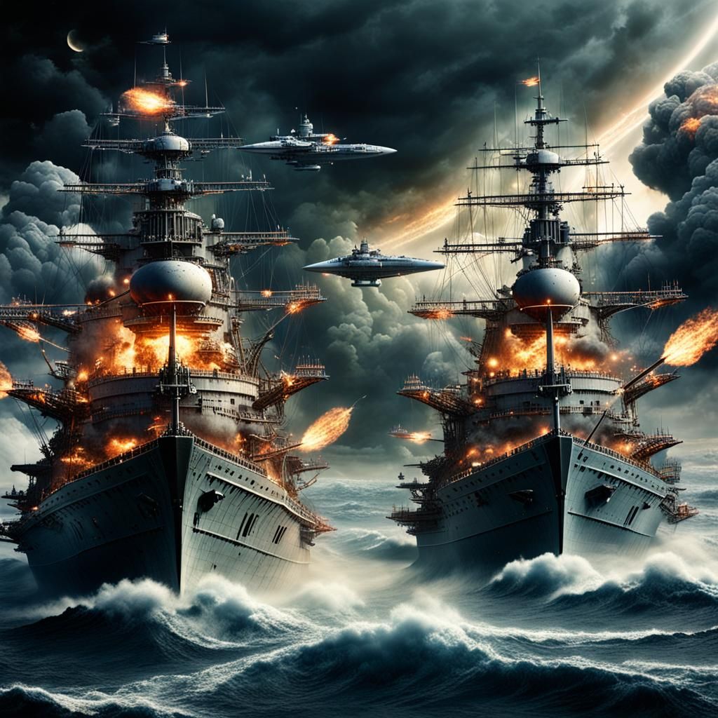 Epic Battleships Clash Above Venus in Dark Chaos