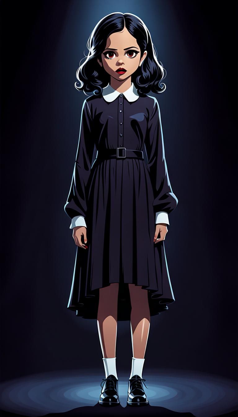 Cartoon Wednesday Addams Horror Movie Poster