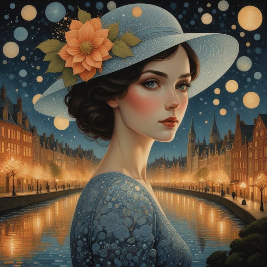 Enchanting Cubist Portrait of a Beautiful Woman in a Dreamy ...