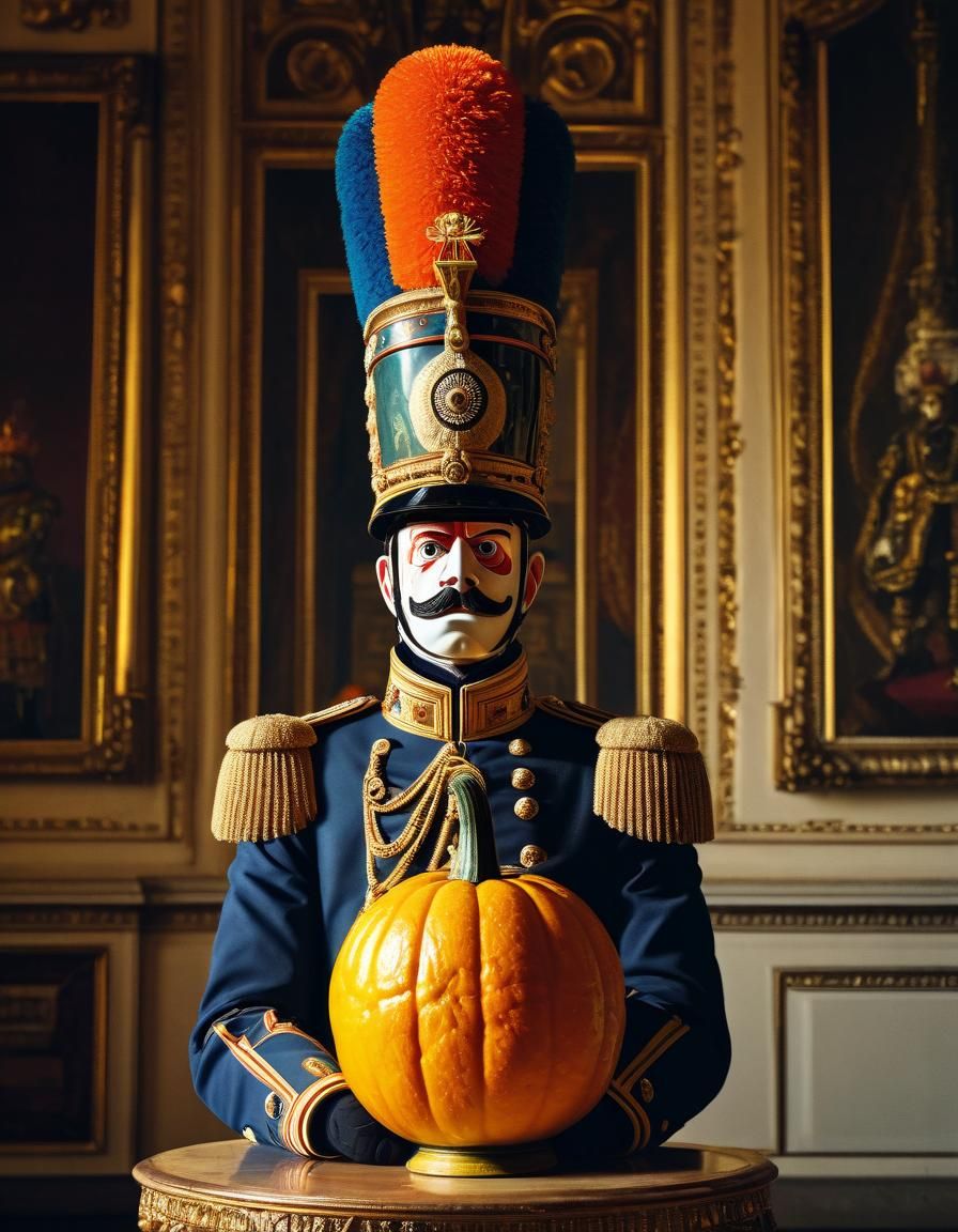 A gaudy gourd guard, portrait of a queens guard made from go...