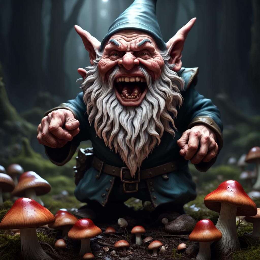 Hyperrealistic Evil Gnome in Dark Fantasy Art
