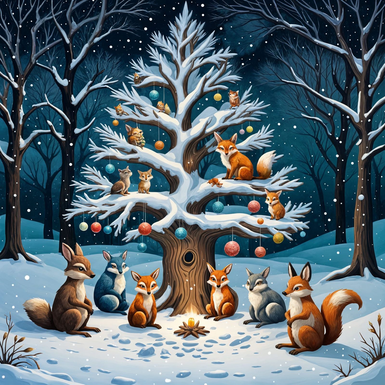 Enchanted Woodland Scene in Winter Wonderland