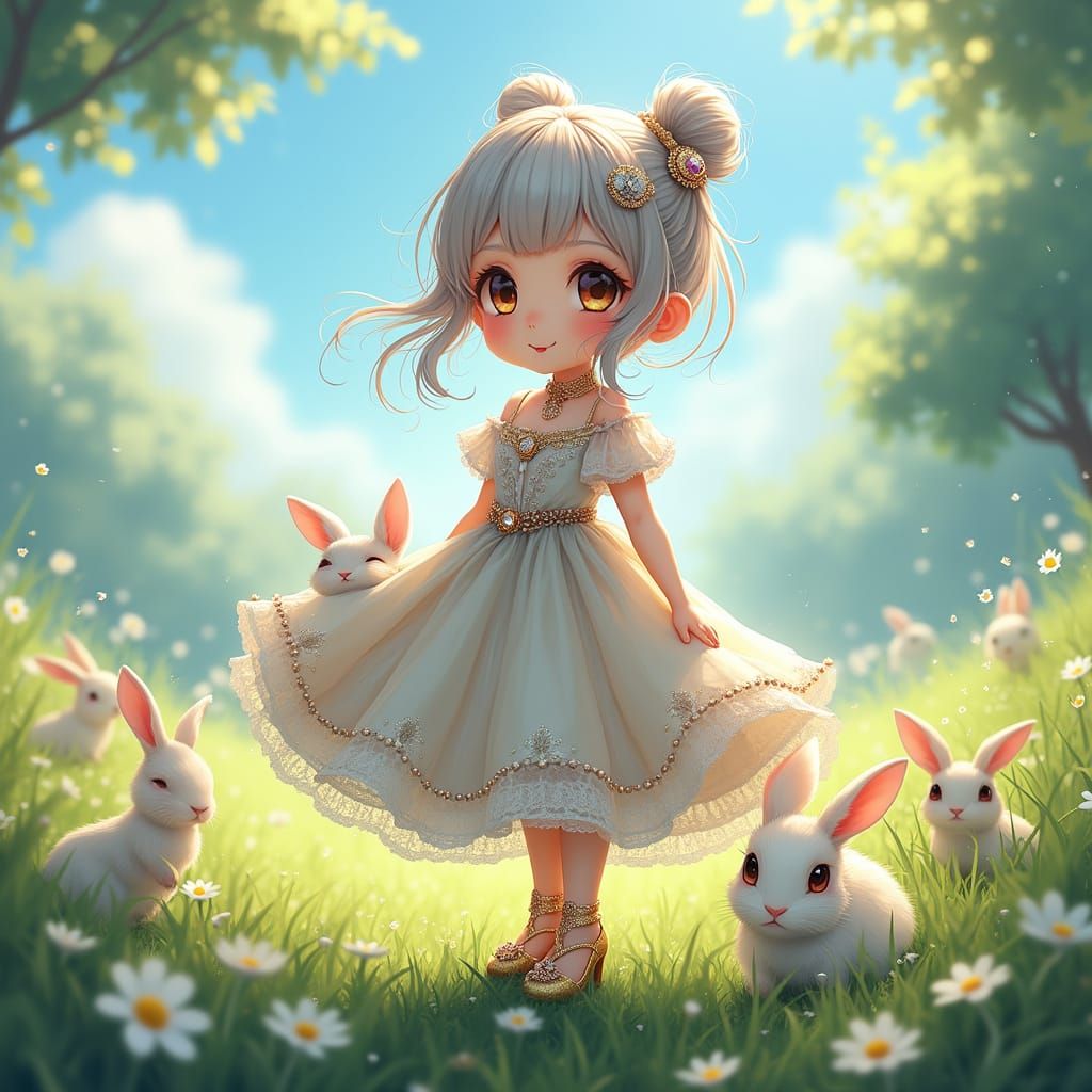 Little Princess in Enchanted Field