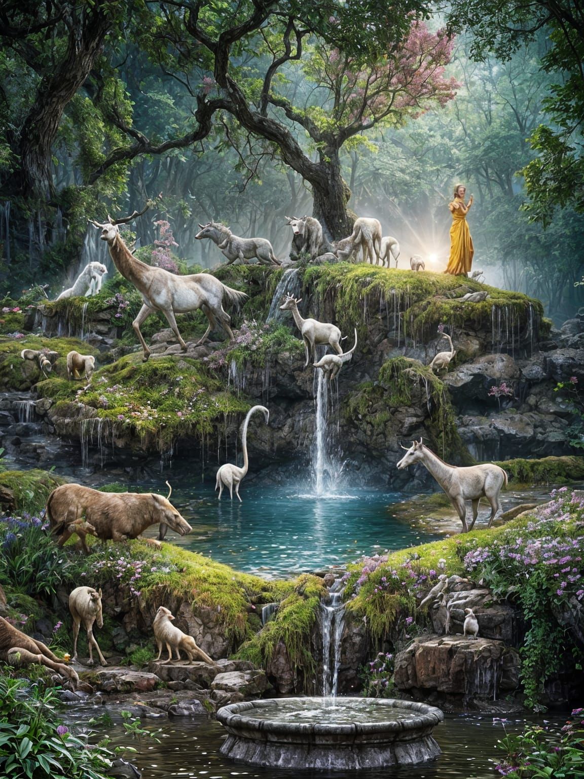 Tranquil Watersprite Scene in Hyperreal Photography Style