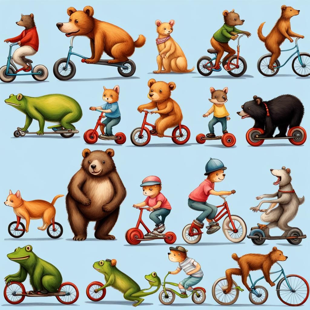 Realistic Animals on Wheels Parade