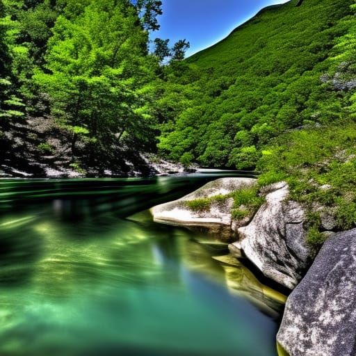 Hyperrealistic Summer Swimming Hole in High Definition