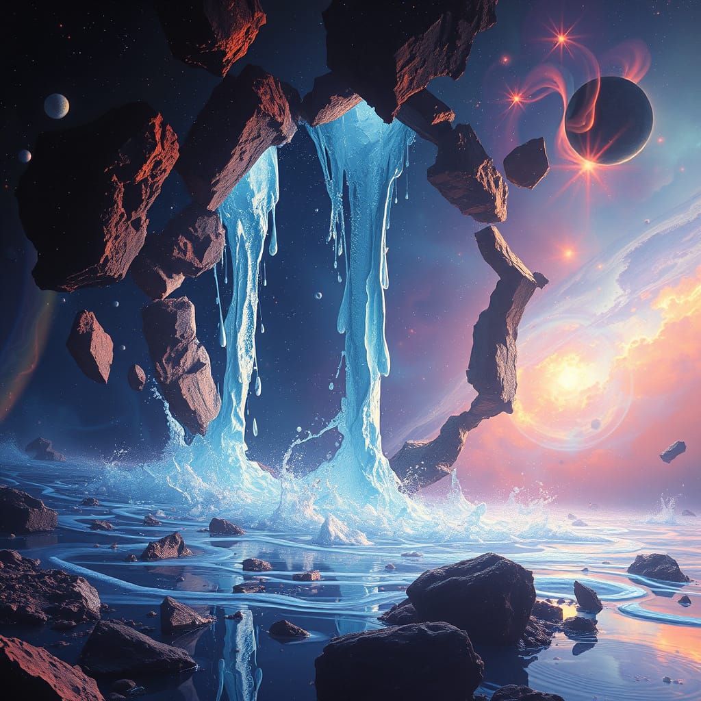 Ethereal Cascade: Water Flows From Space