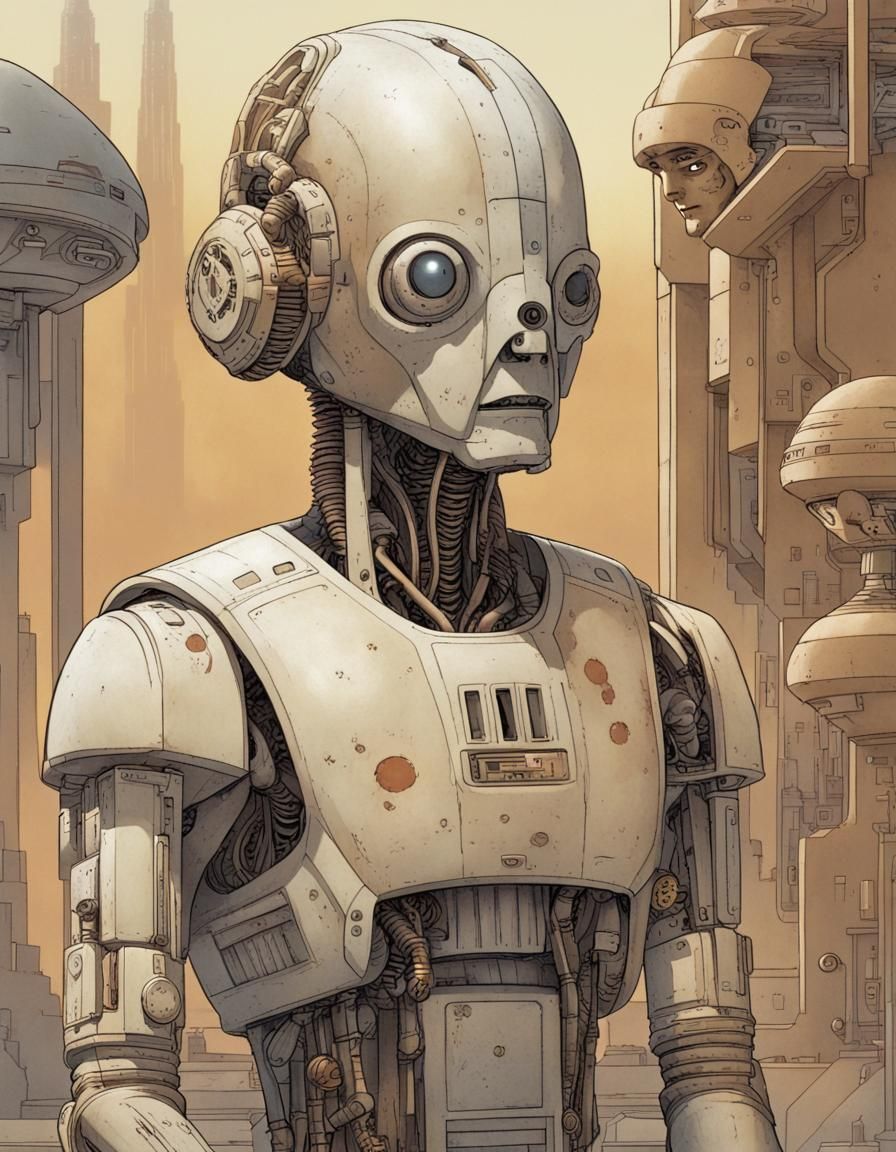 Star Wars Futuristic Cyborg Connected to City Network