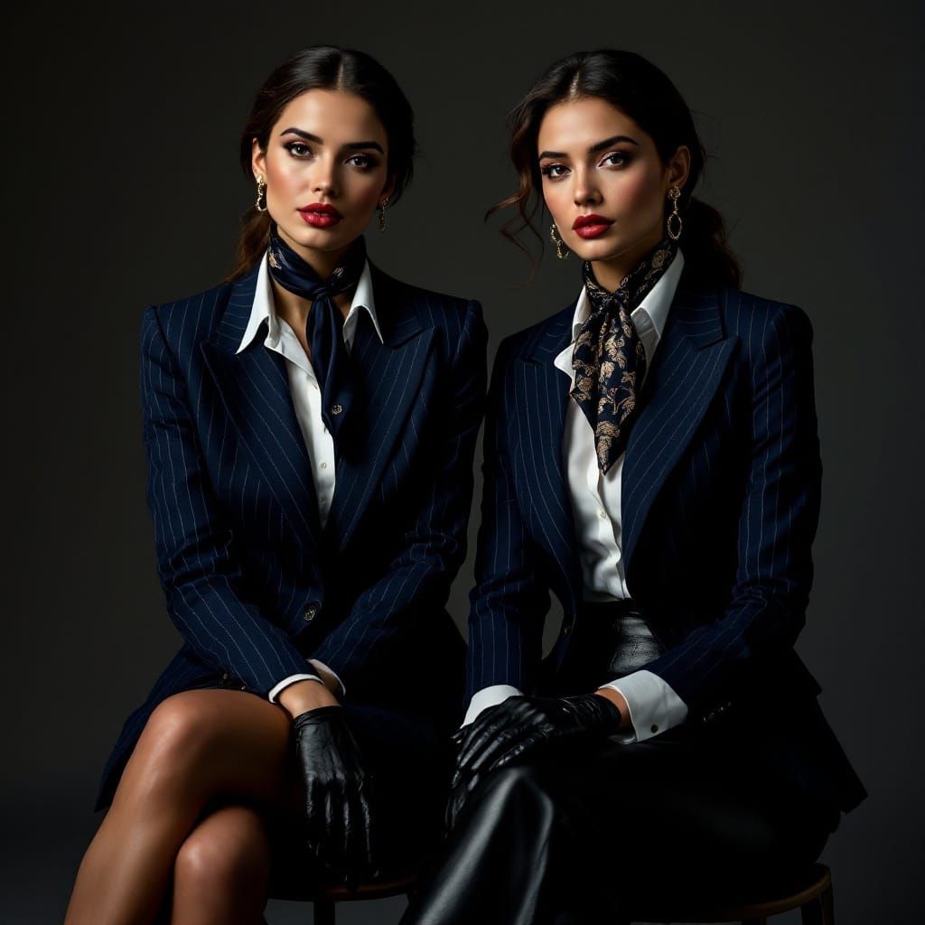 Elegant Spanish Businesswomen in Traditional British Attire