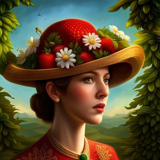 Woman with strawberry hat