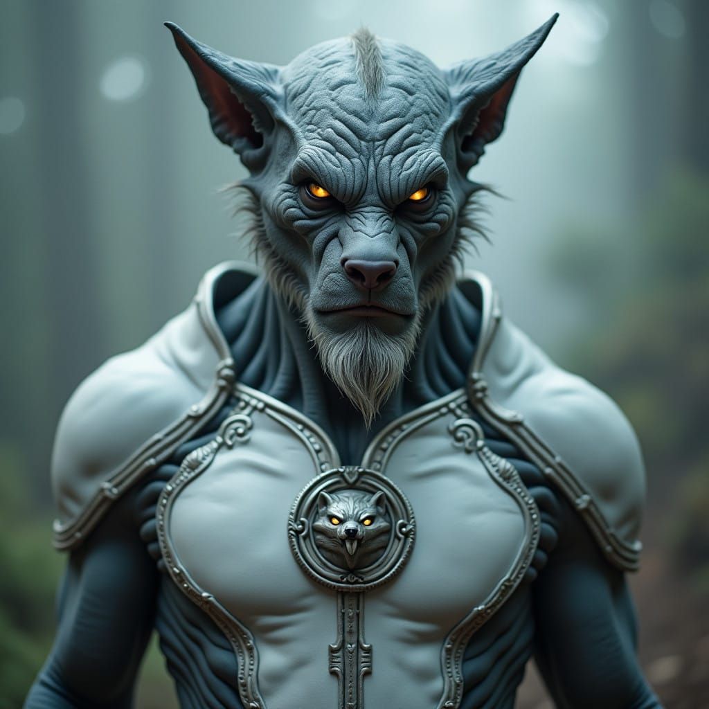 Monstrous Wolf God in Dark Fantasy Aesthetic