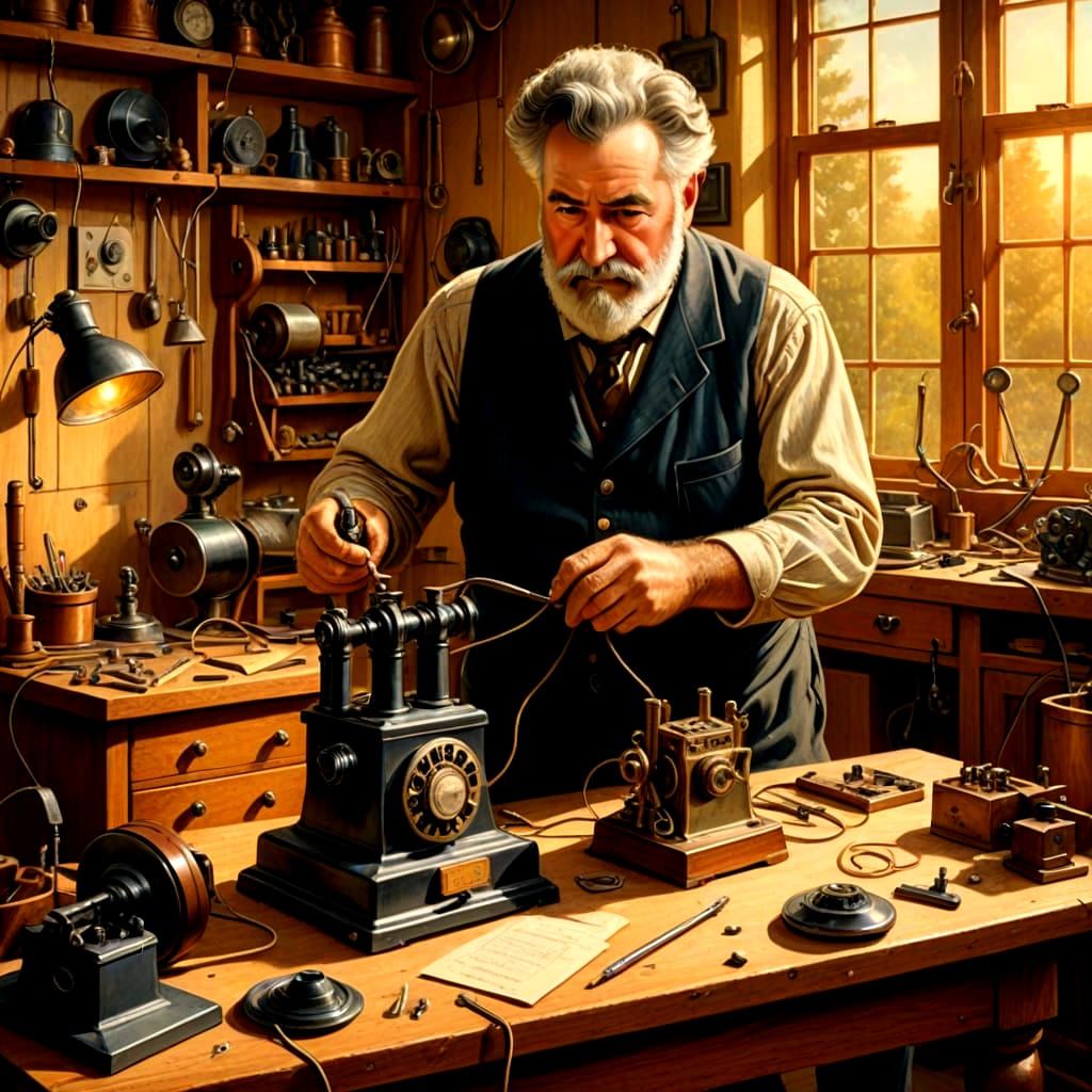 Inventor Creates Early Telephone in Historic Moment