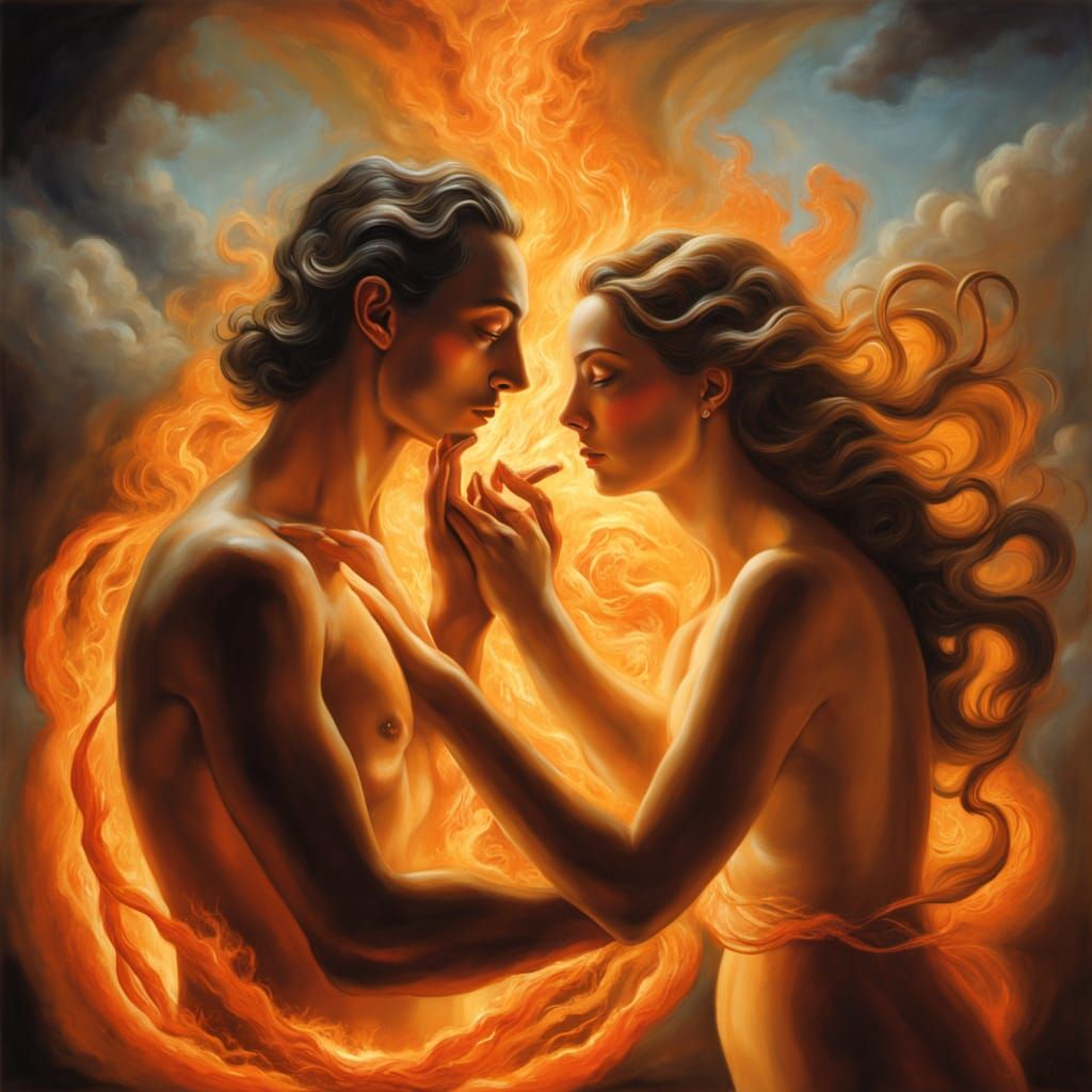 Divine Being Inspires Life in Mortal, Surrealist Masterpiece