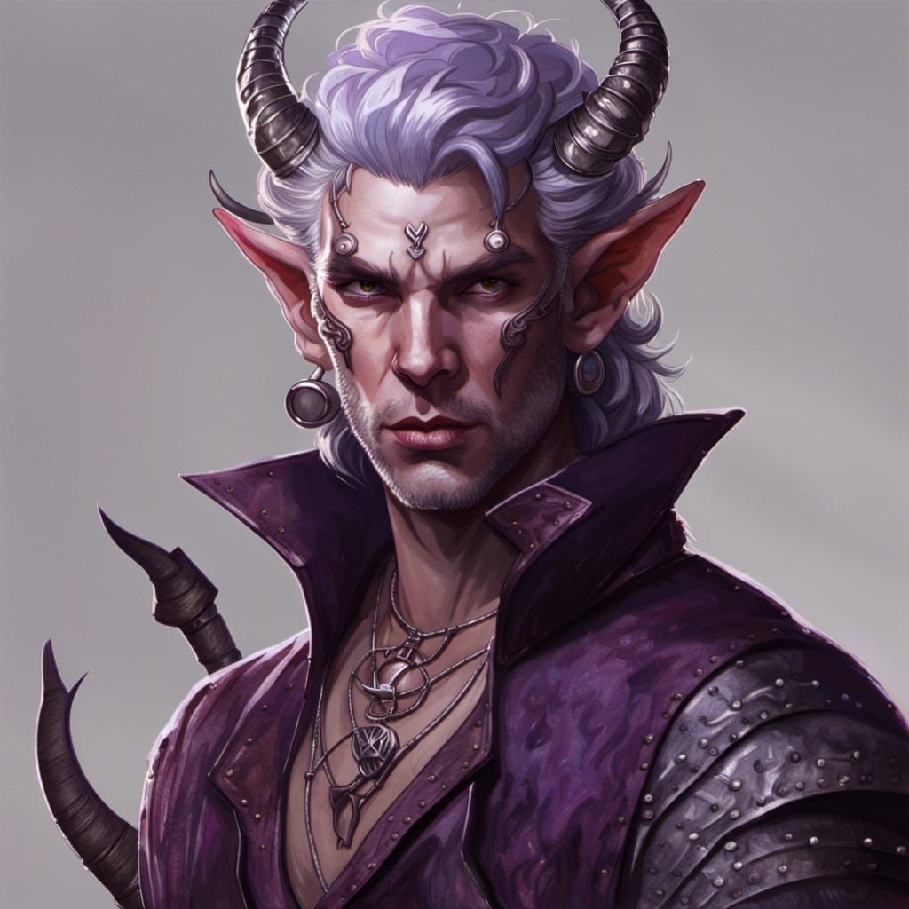 Tiefling Rogue Character Art in Detailed Matte Painting Styl...