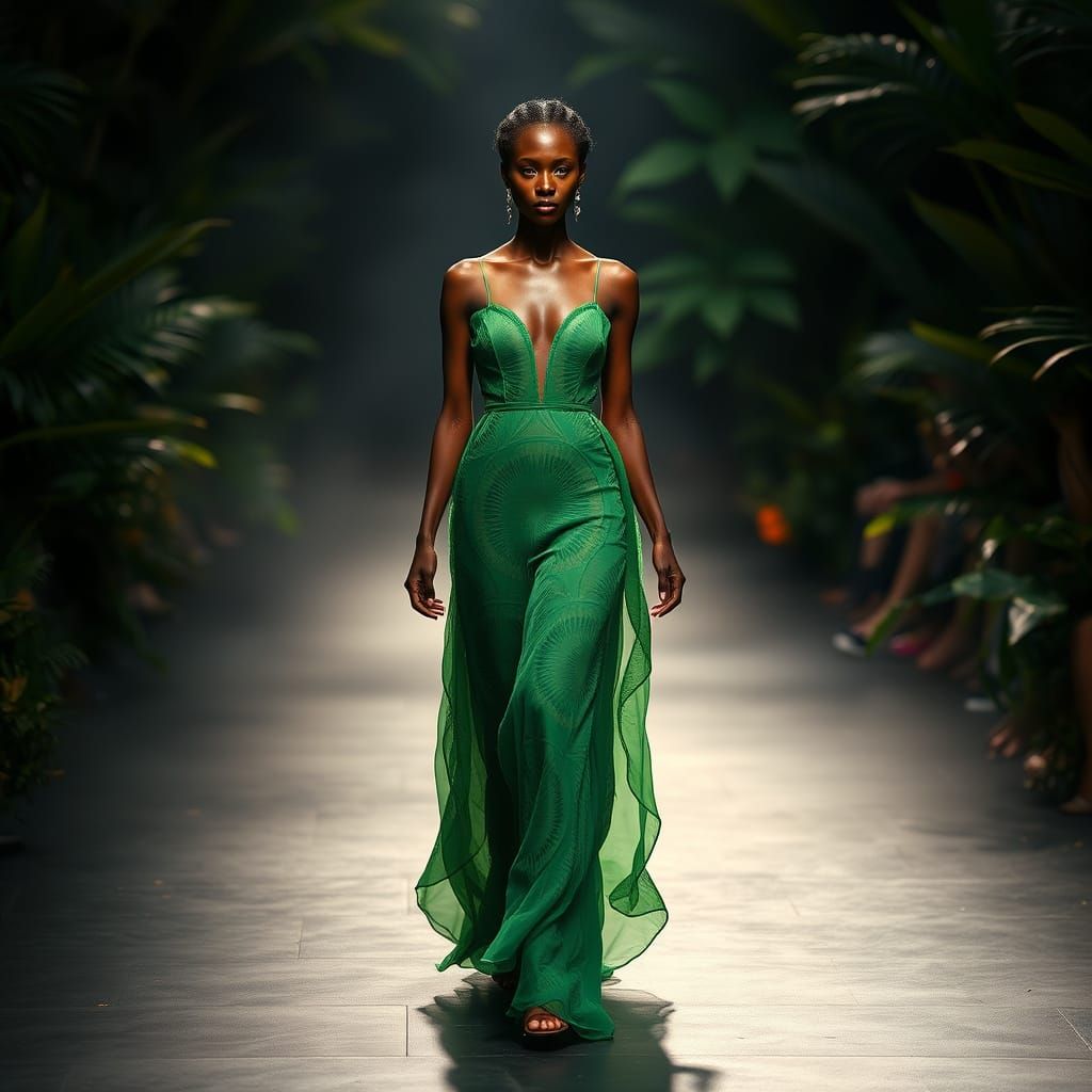 Emerald Goddess Struts Down the Catwalk in Kiwi Chic