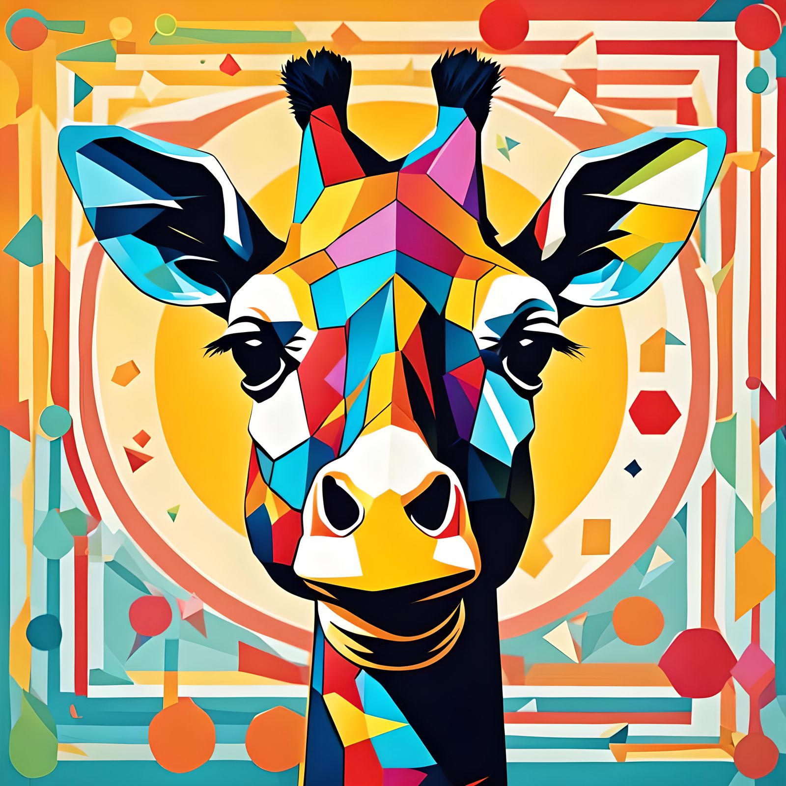 Geometric Giraffe in Pop Art Style