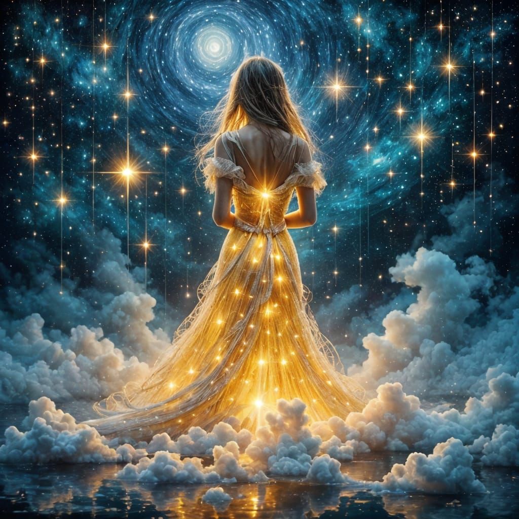 Ethereal Figure in Starlight Mist