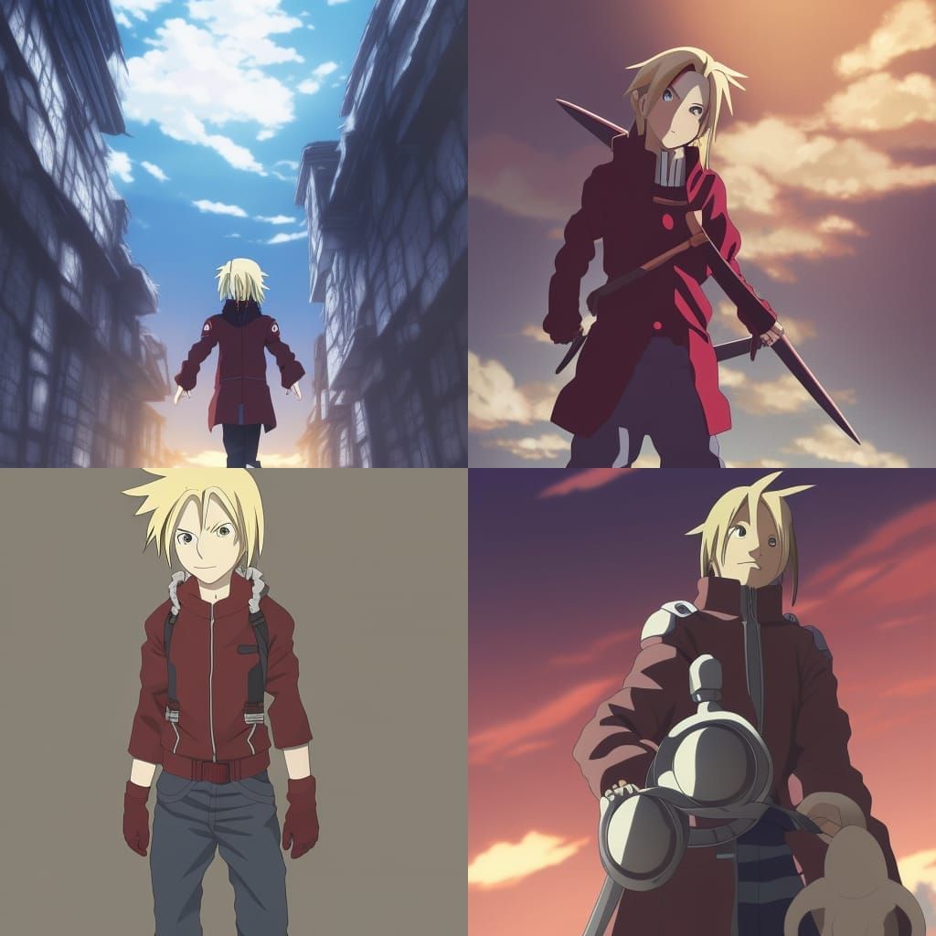 Edward Elric in Studio Ghibli Anime Style