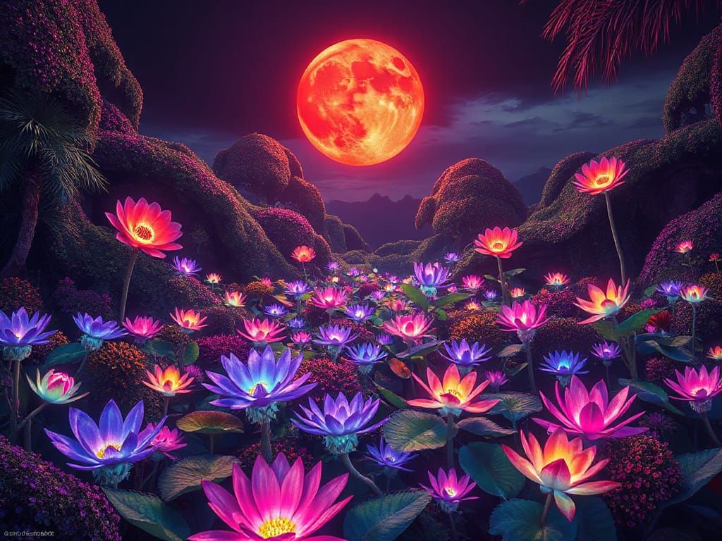 Botanical Garden full of weird, surreal and multi coloured plants