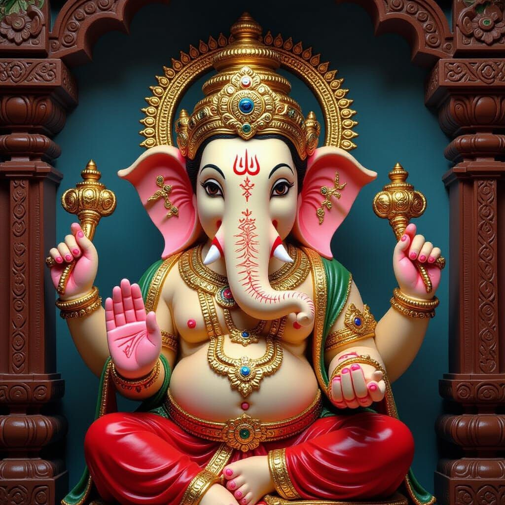 Ganesha Statue in Hindu Temple