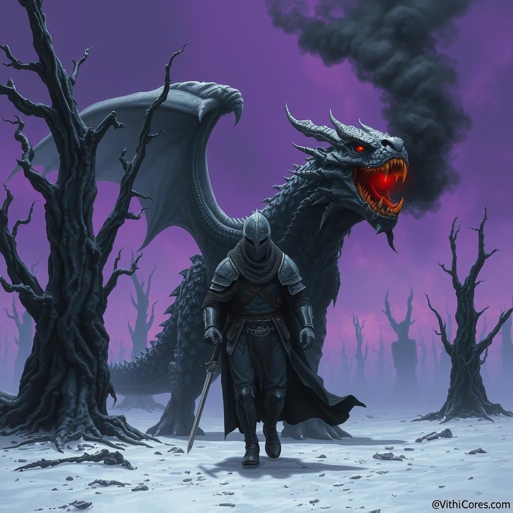 Knight and Dragon in Petrified Forest