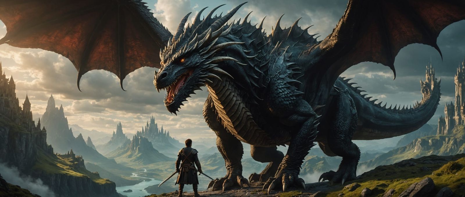 Epic Dragon Rider in Dramatic Digital Painting