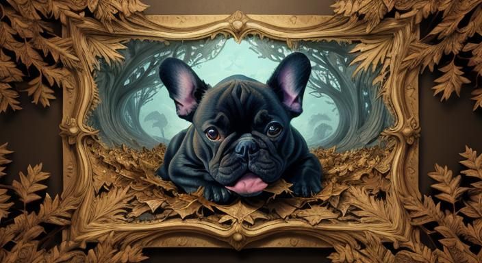 French Bulldog in Autumn Leaves: Abstract Vector Art