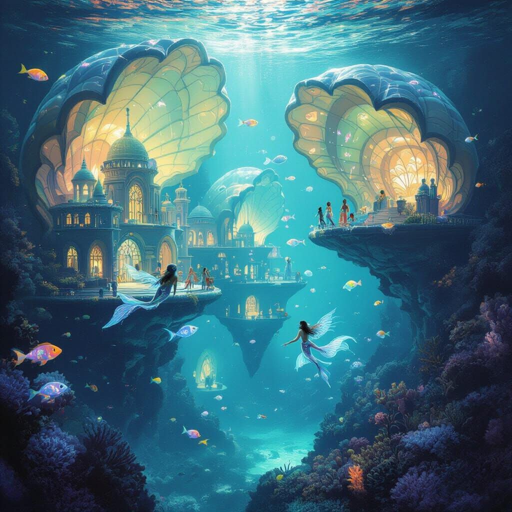 Enchanting Underwater City in Giant Seashells