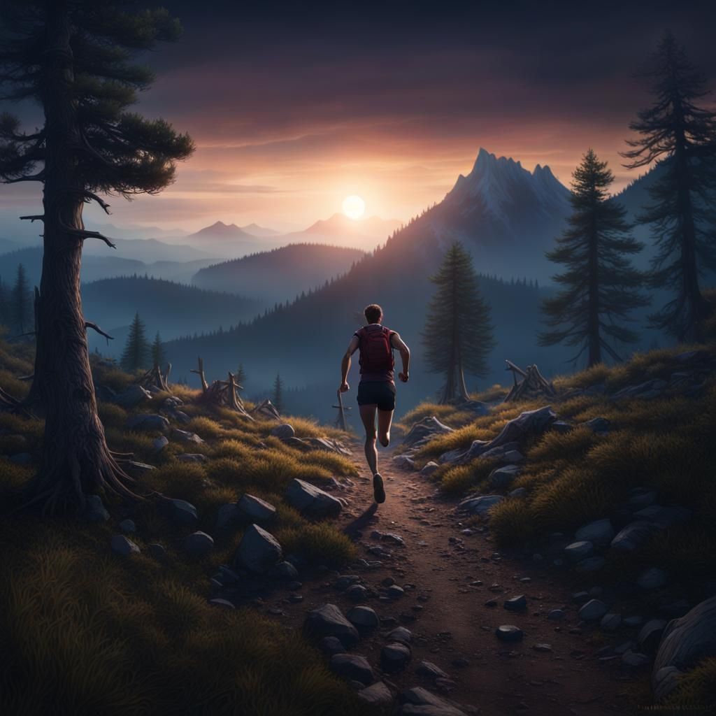 Night Runners on Mountain Ridge: Fantasy Concept Art