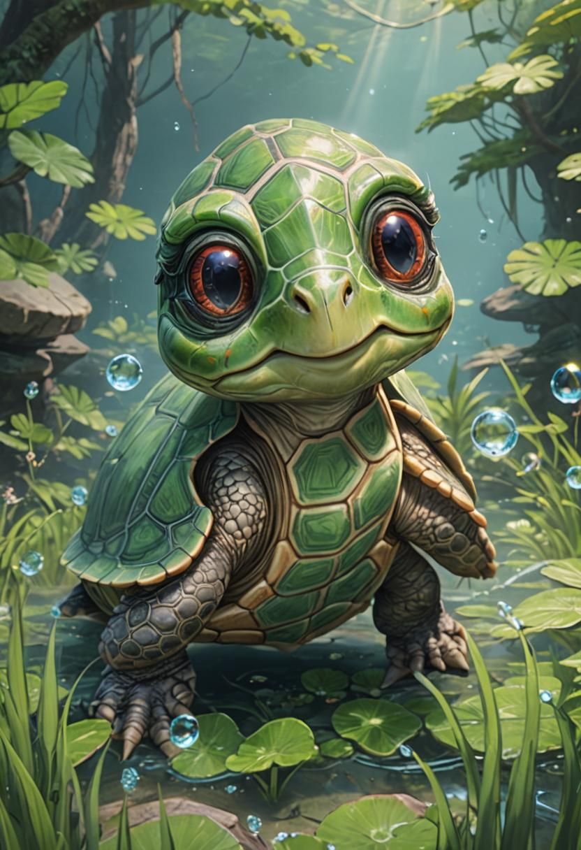 Detailed 3D Anime Turtle Inspired by WLOP