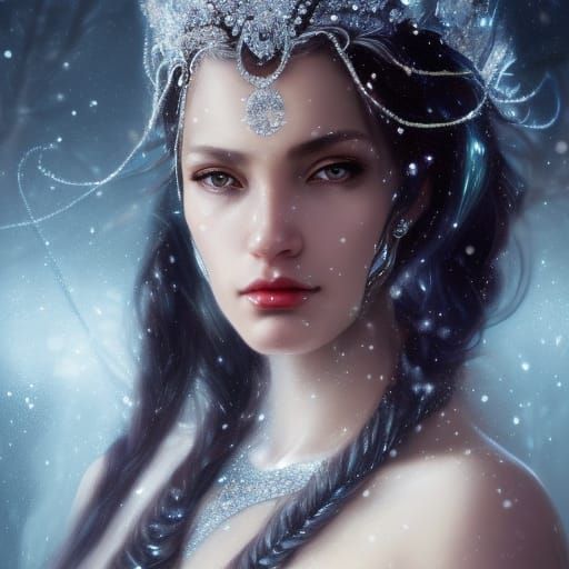 Dramatic Portrait of a Sparkling Ice Queen