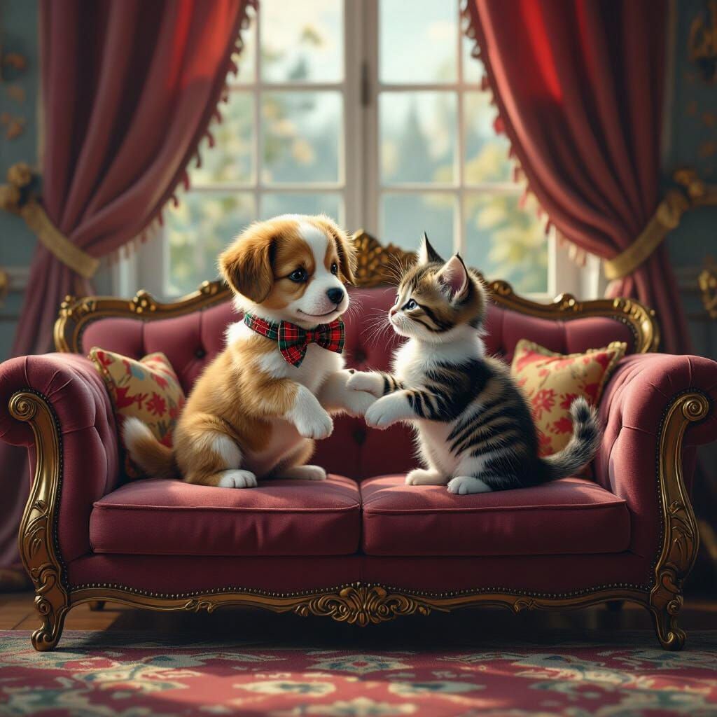 Puppy and Kitten Dance: Fantasy Concept Art