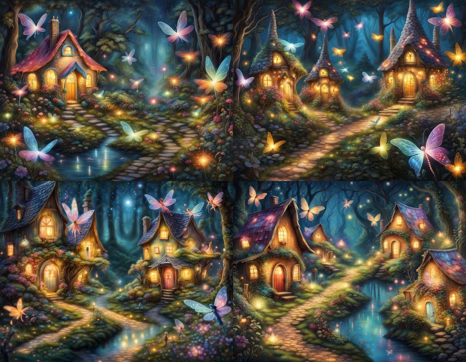 Enchanting Fairy Village with Fireflies and Sparkling Stream...