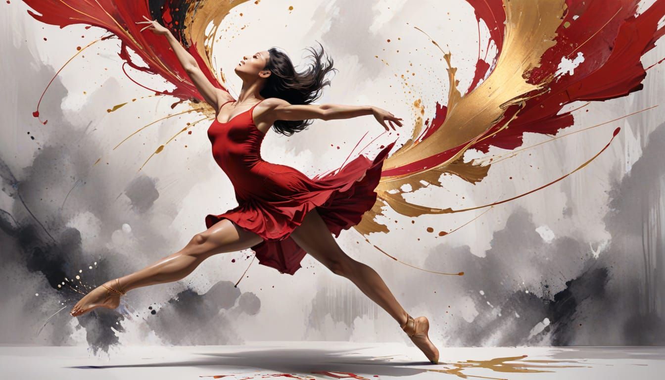 Dynamic Ink Sketch of Dancer in Motion