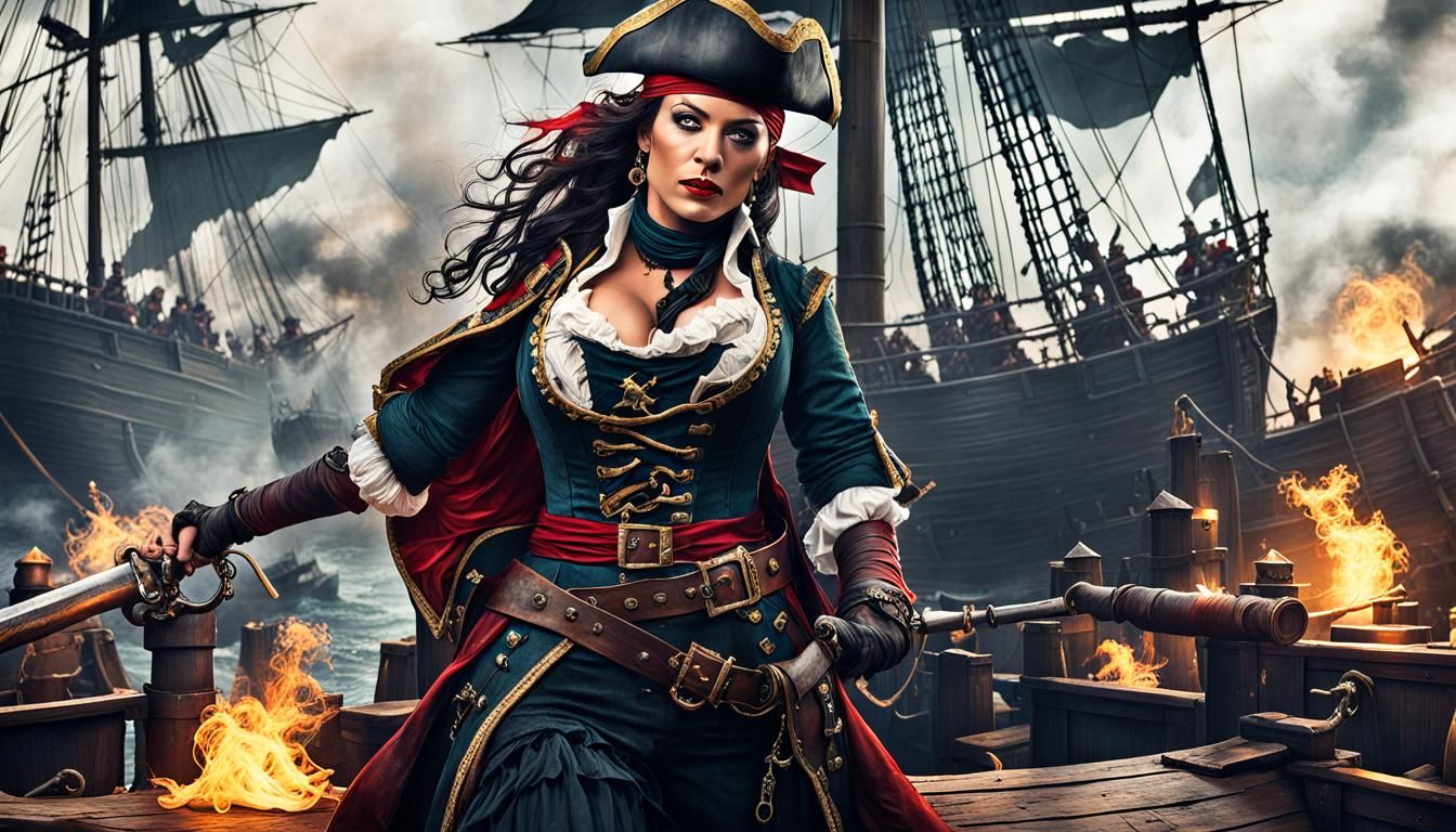 Pirate Queen Leading Siege on Ship