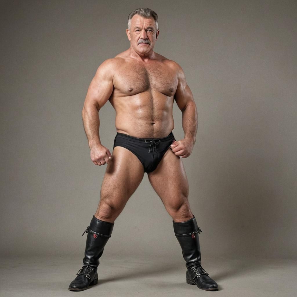 German Wrestler Poses Defiantly in the Ring