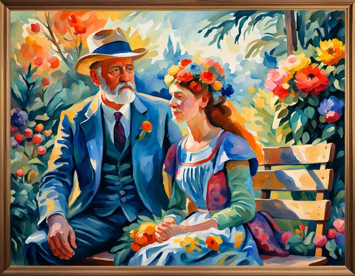 Impressionist Gouache Painting on Canvas in Watercolor Style