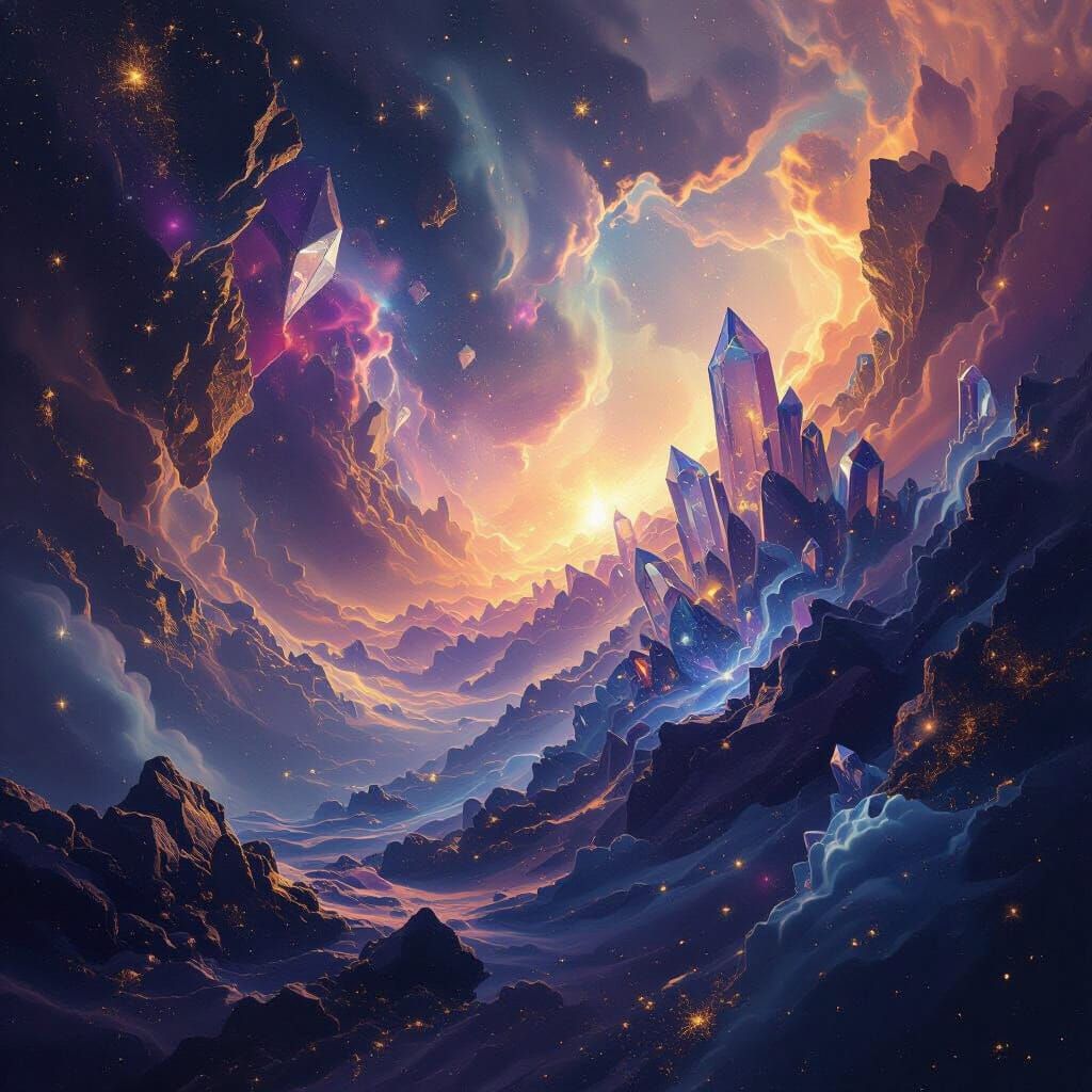 Cosmic Dreamscape: Nebulae and Crystal Structures