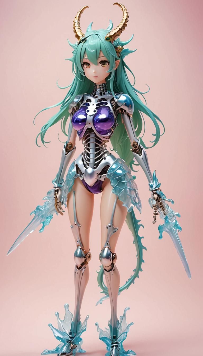 Chimera Girl with Robot Skeleton and Slime Body
