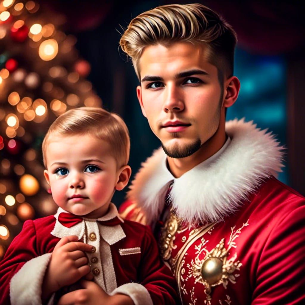 Rainbow dad with son