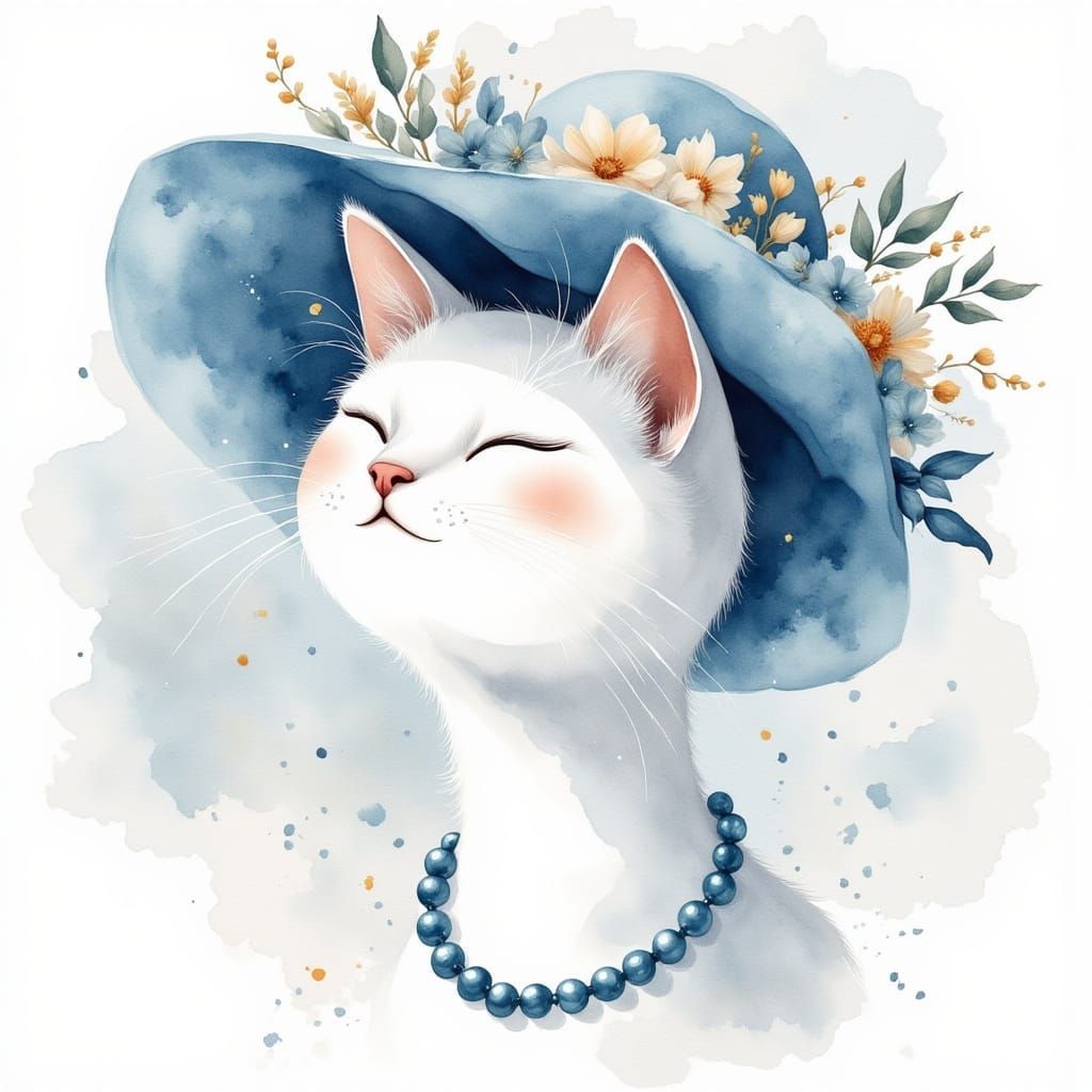 Watercolour Cats in Whimsical Wonderland