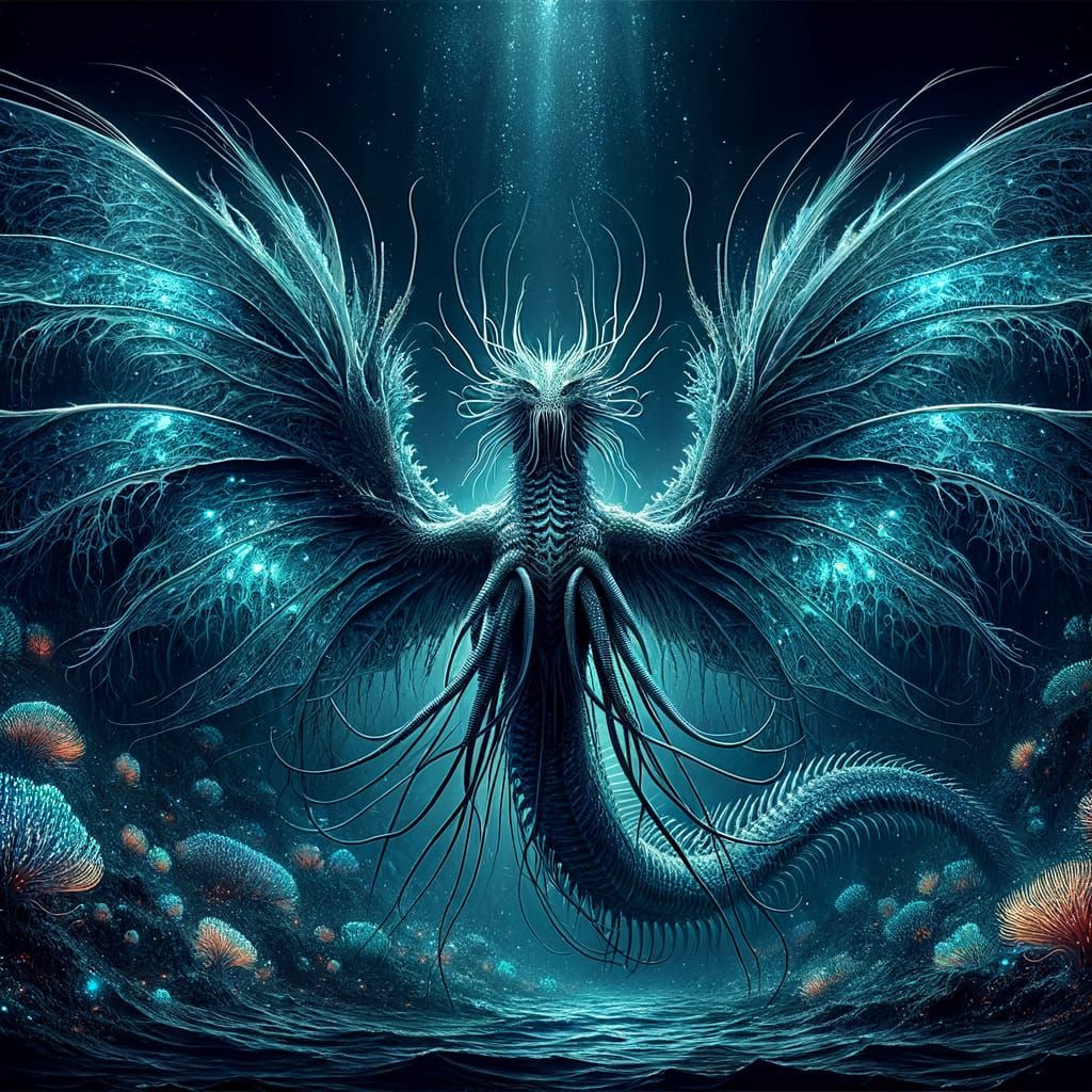 Majestic Kraken with Luminescent Butterfly Wings Rises from ...
