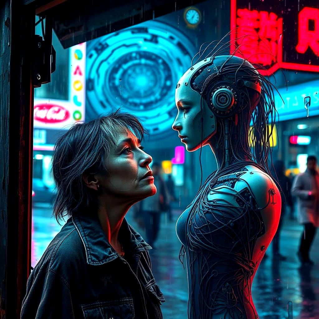 Cyberpunk Goddess of Gaia in Neon Cosmos