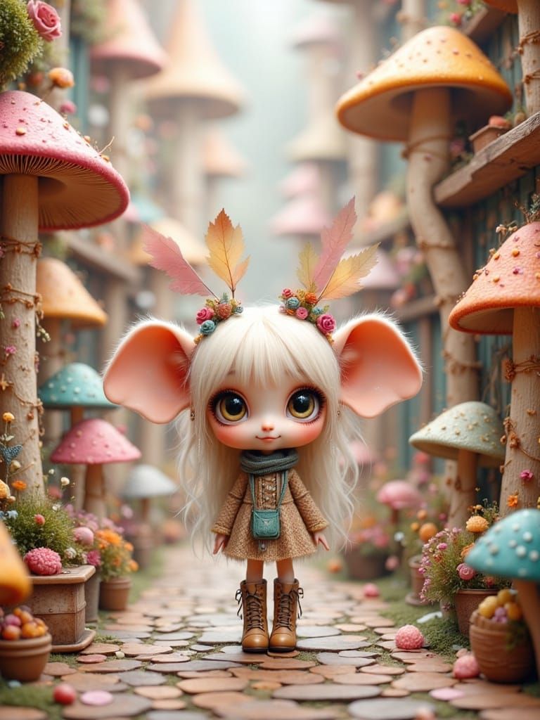 Cute Plushies in Whimsical Mushroom City