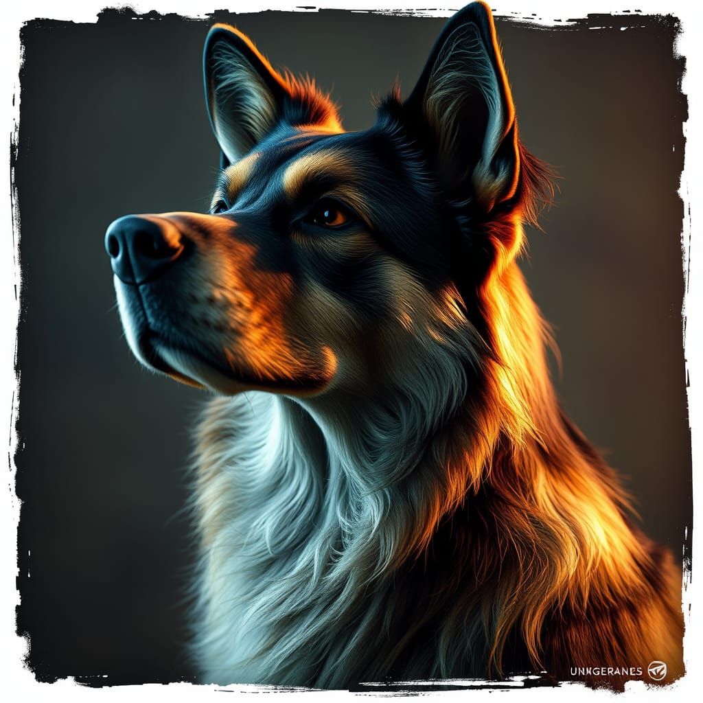 Majestic Canine Portrait in Art Nouveau Style