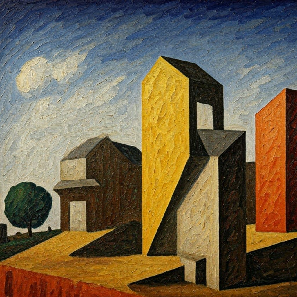 Eclectic Art Fusion: Impressionism, Expressionism, Construct...