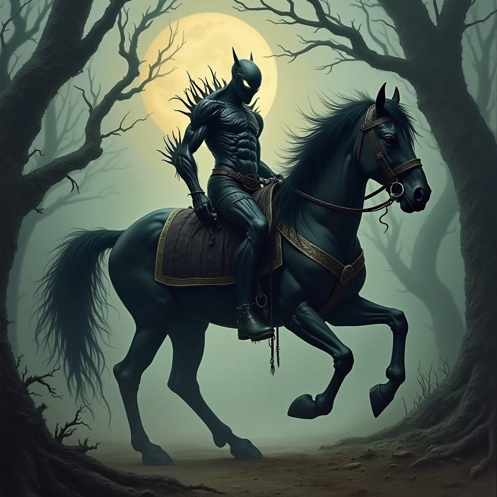 Venom Rides a Horse in Gothic Forest