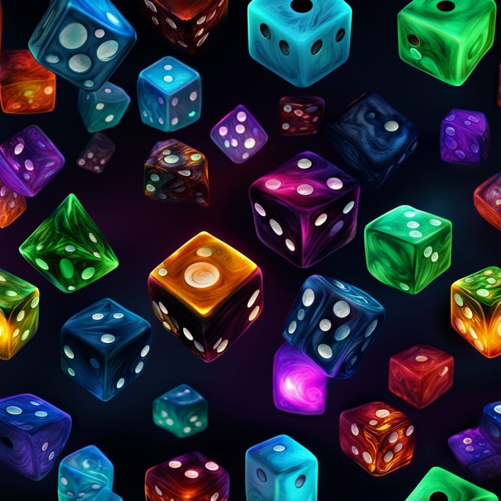 Beautiful 4D Dice with Luminescent Colors