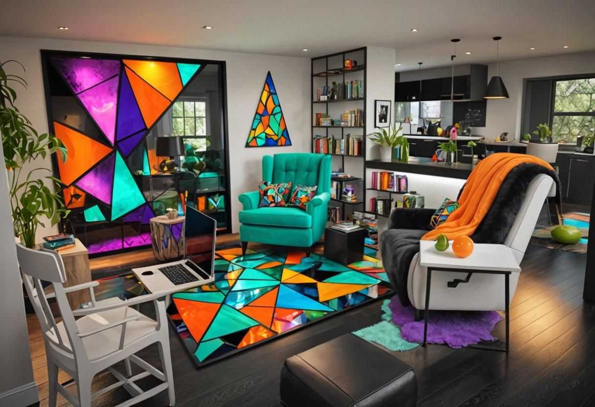 Photorealistic Living Room in Art Nouveau Aesthetic