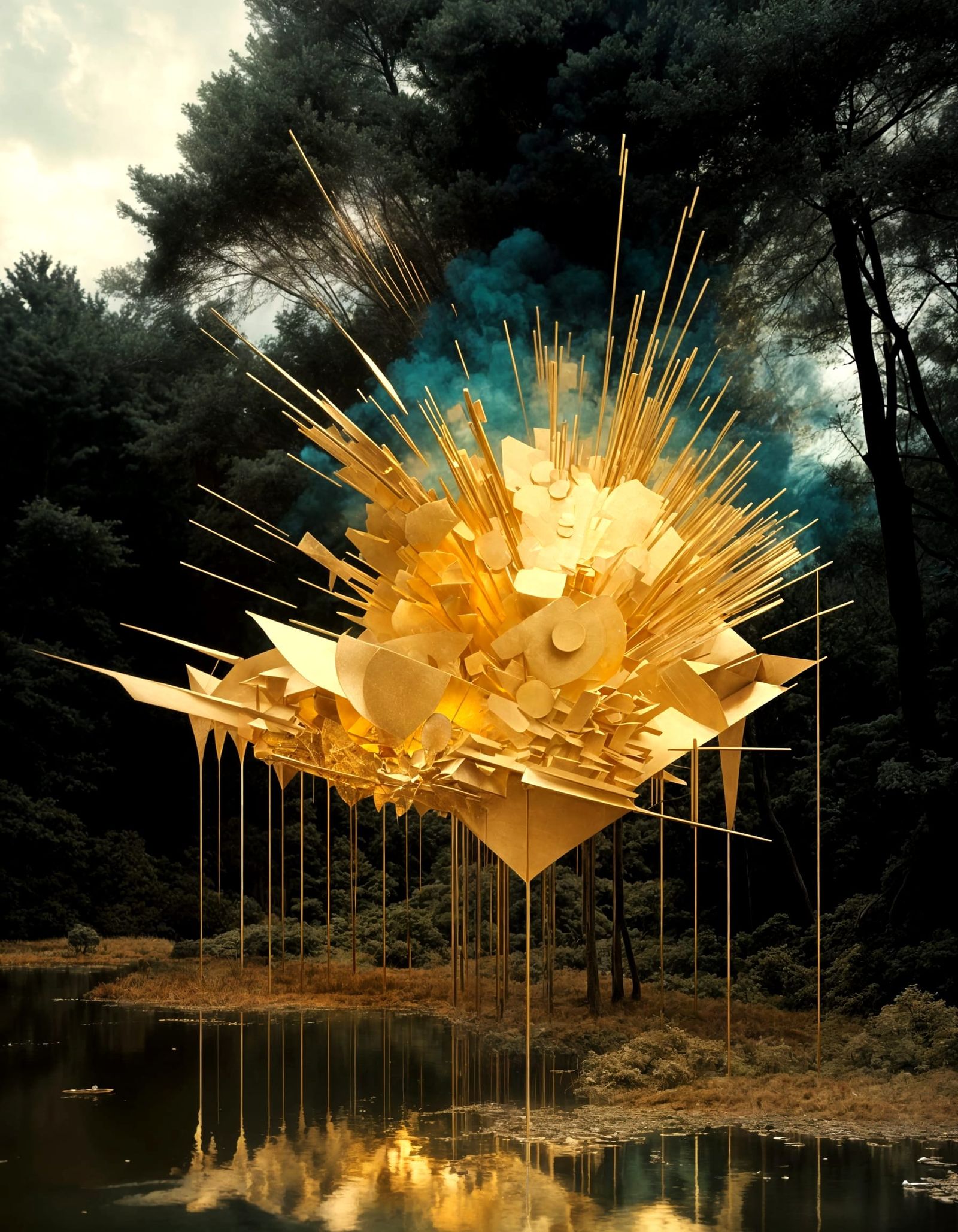 Abstract Gold Blending in Hyperrealistic Style